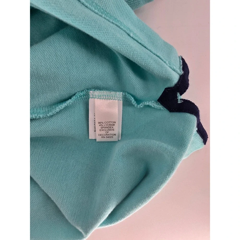 Banana Republic Polo Shirt Mens XL‎ Teal Milly Collection Striped Elephant Logo
